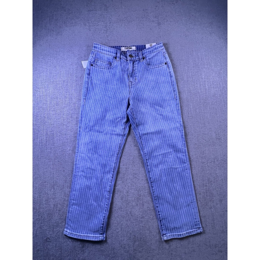 Rock & Roll‎ Jeans Women's 27x25 Straight Cropped Blue Pinstriped Stretch NWT - Picture 4 of 15